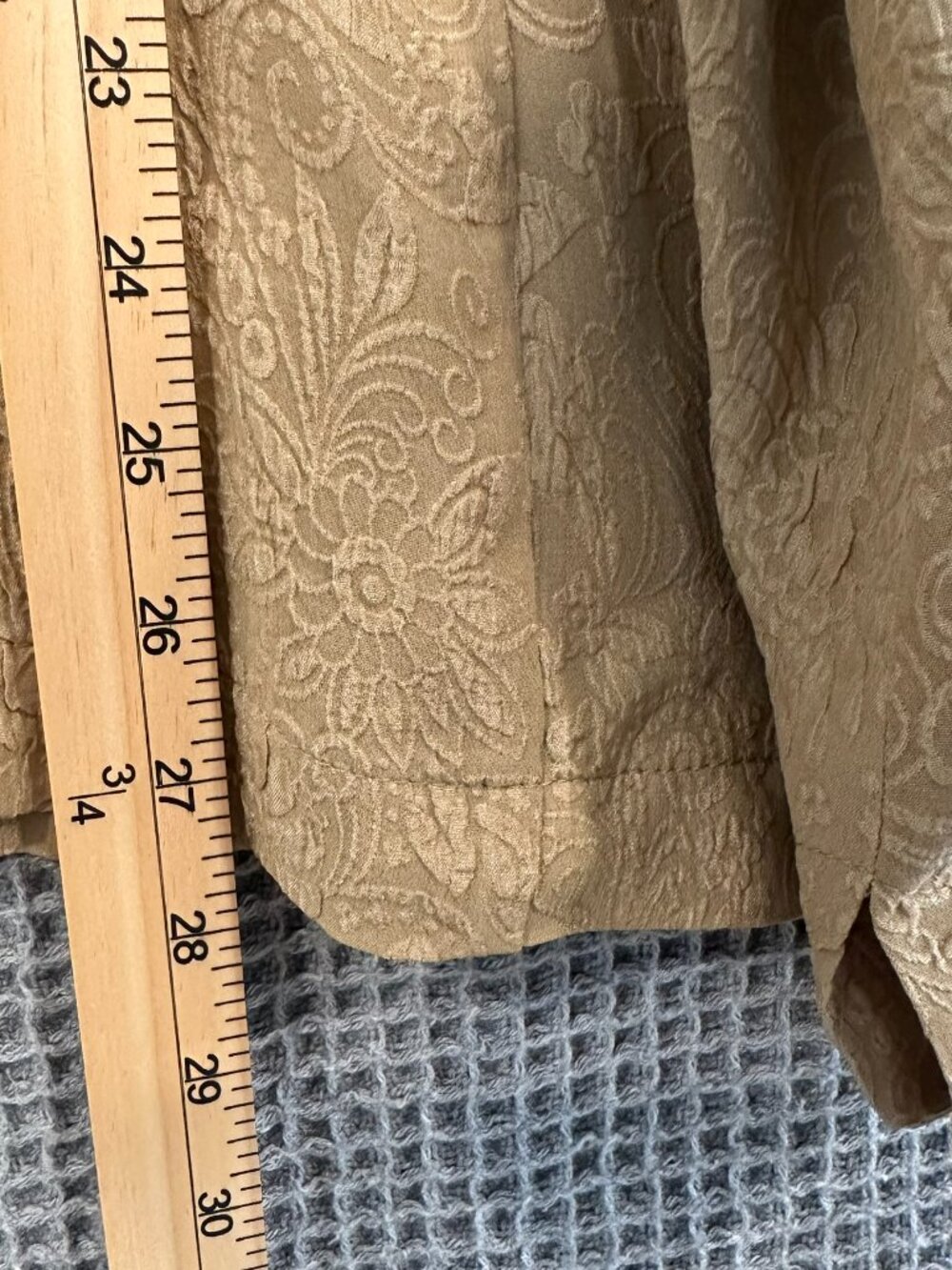 VTG Orvis 100% Silk Jacquard Mandarin Collar Tunic Blouse Beige Gold Plus 20 - Picture 8 of 9